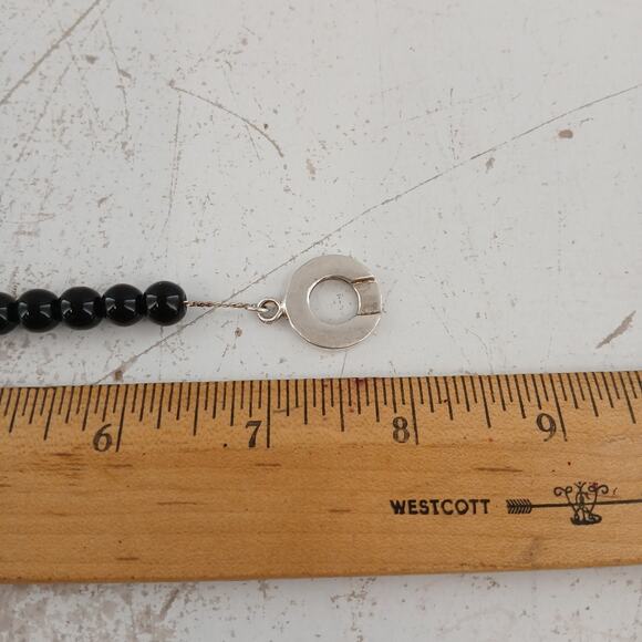 Tiffany & Co 925 Black Onyx Beaded Sterling Silver Toggle Bracelet 7.5" Vintage - Picture 7 of 7